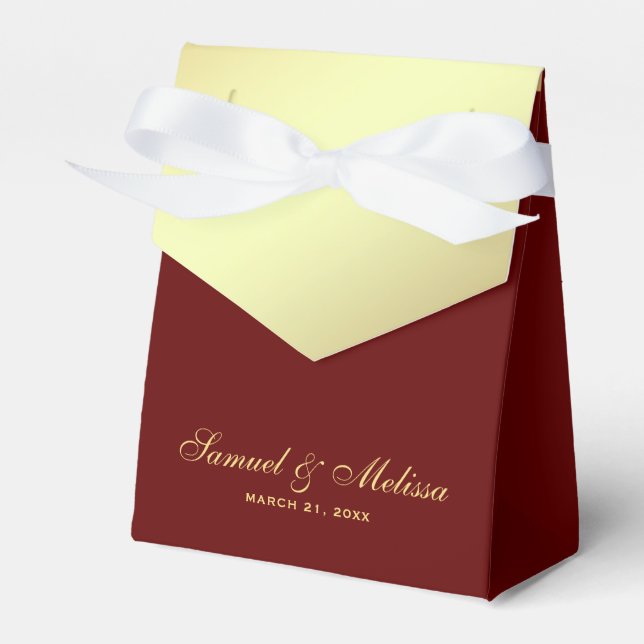 Caja Para Regalos Boda rojo Relieve metalizado dorado falso (Front Side)