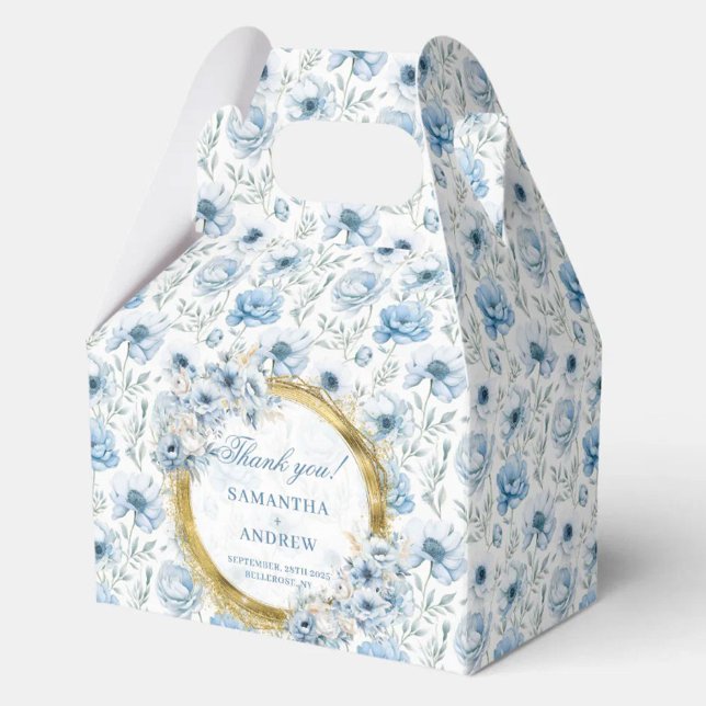 Caja Para Regalos Boda romántico Boho Pastel Blue Gold Gracias (Romantic Boho Pastel Blue Gold Wedding Thank You Favor Boxes)