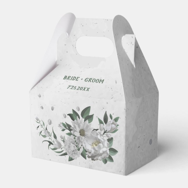 Caja Para Regalos boda romántico de flores blancas (Front Side)