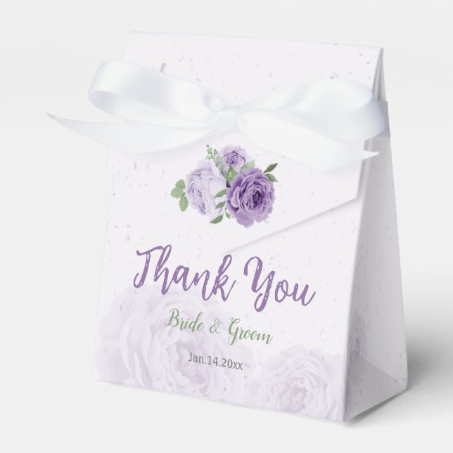 Caja Para Regalos boda romántico de flores moradas (Front Side)