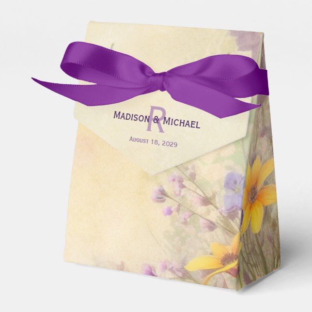 Caja Para Regalos Boda Romántico de Flores Silvestres (Front Side)