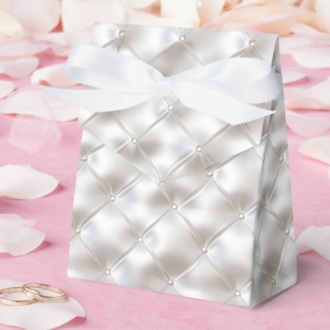 Caja Para Regalos Boda Romántico Glam White Faux Leather (Boda)