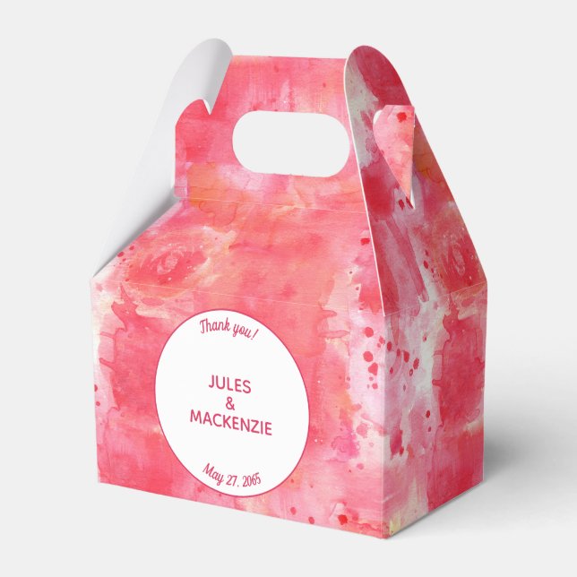 Caja Para Regalos Boda rosa de color de agua abstracto moderno (Front Side)