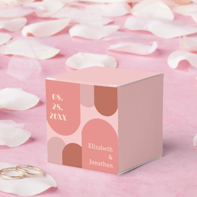 Caja Para Regalos Boda rosa de coral de los arcos retro (Boda)