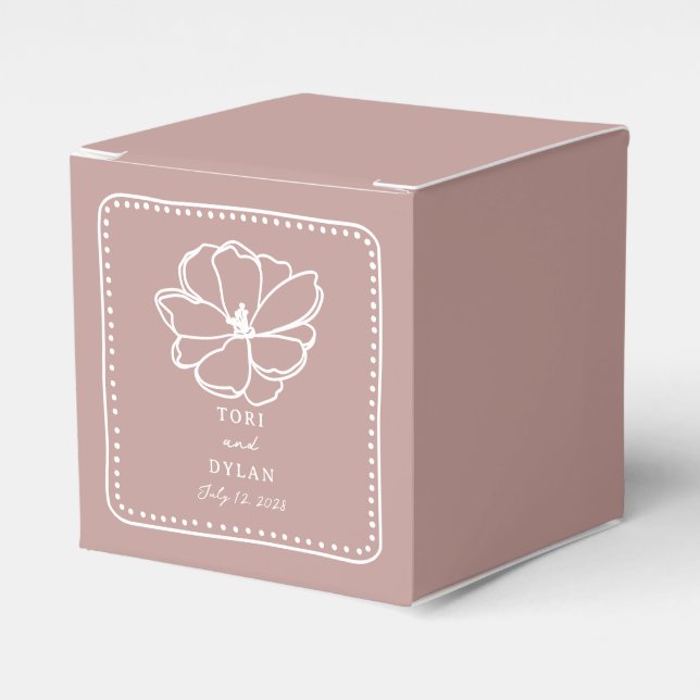 Caja Para Regalos Boda rosa de la flor (Costado Anverso)