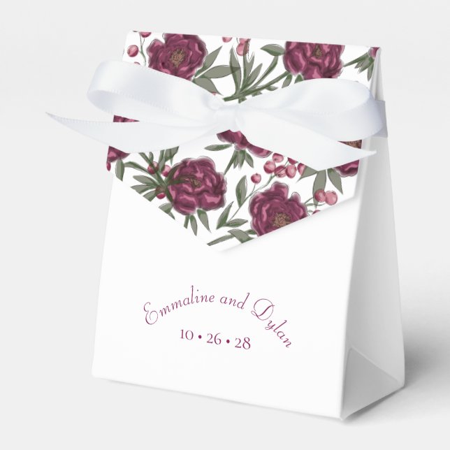Caja Para Regalos Boda Rosa Granate (Front Side)
