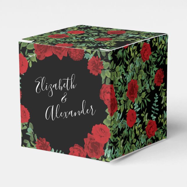 Caja Para Regalos Boda Rosa Roja (Costado Anverso)