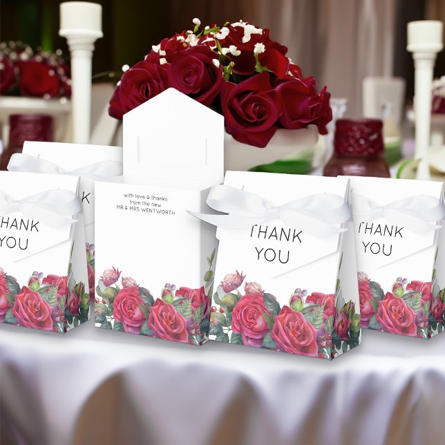 Caja Para Regalos Boda Rosa Roja Gracias (Red Rose favor bags from my Red Rose and Eucalyptus Wedding Collection)