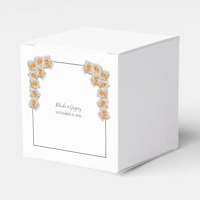 Caja Para Regalos Boda Rosas naranjas (Costado Anverso)