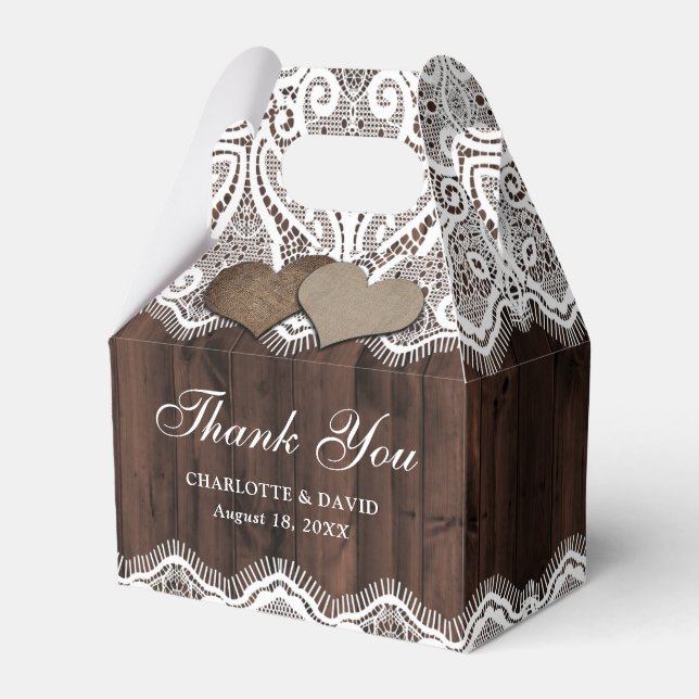Caja Para Regalos Boda Rustic Country Wood Lace (Front Side)