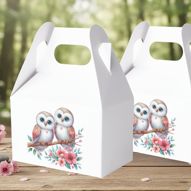 Caja Para Regalos Boda Rústica Boho de Bosque de Búhos (Subido por el creador)