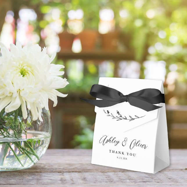 Caja Para Regalos Boda Rústico Boho Black & White Wildflower (Subido por el creador)