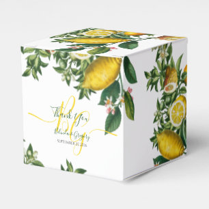 Caja Para Regalos Boda Rústico de Limón Amarillo y Vegetación Foliag