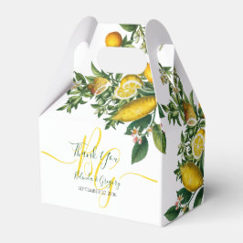Caja Para Regalos Boda Rústico de Limón Amarillo y Vegetación Foliag