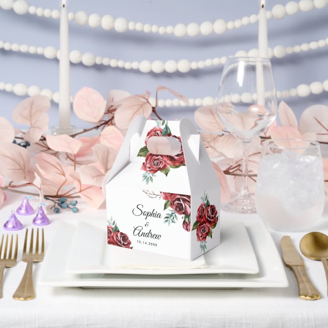 Caja Para Regalos Boda Rústico de Marsala Red Rose (Boda)