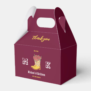 Caja Para Regalos Boda Rústico de monograma de botes de vacuno flora