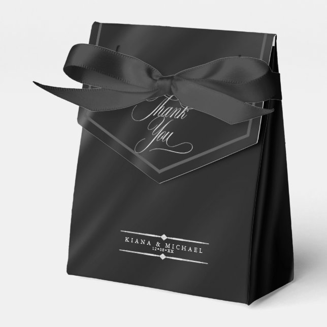 Caja Para Regalos Boda satinado negro gótico ID866 negro (Front Side)