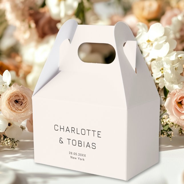 Caja Para Regalos Boda simple y elegante (Simple, elegant wedding favor boxes with your name and date.)