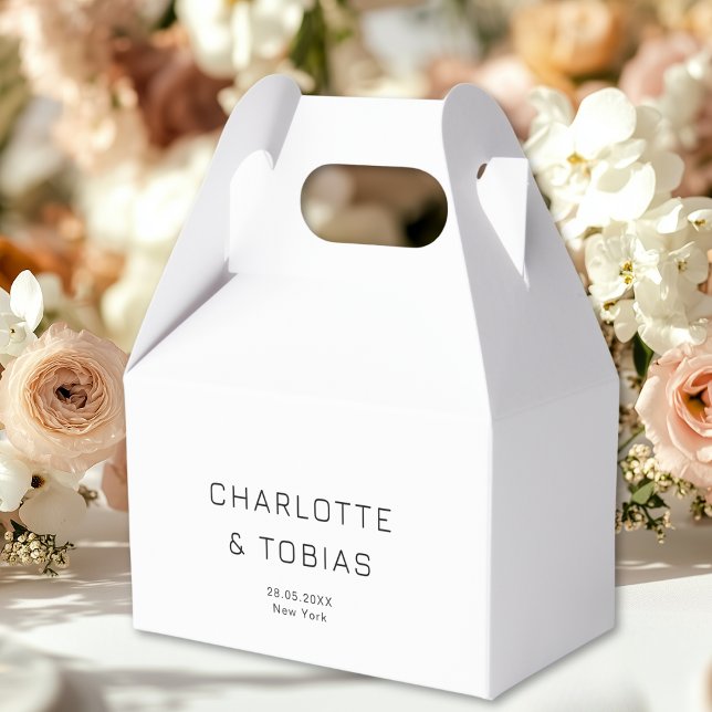 Caja Para Regalos Boda simple y elegante (Simple, elegant wedding favor boxes with your name and date.)