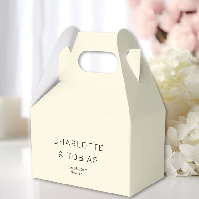Caja Para Regalos Boda simple y elegante (Simple, elegant wedding favor boxes with your name and date.)