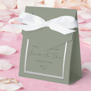 Caja Para Regalos Boda Sofisticada Sage y Plata