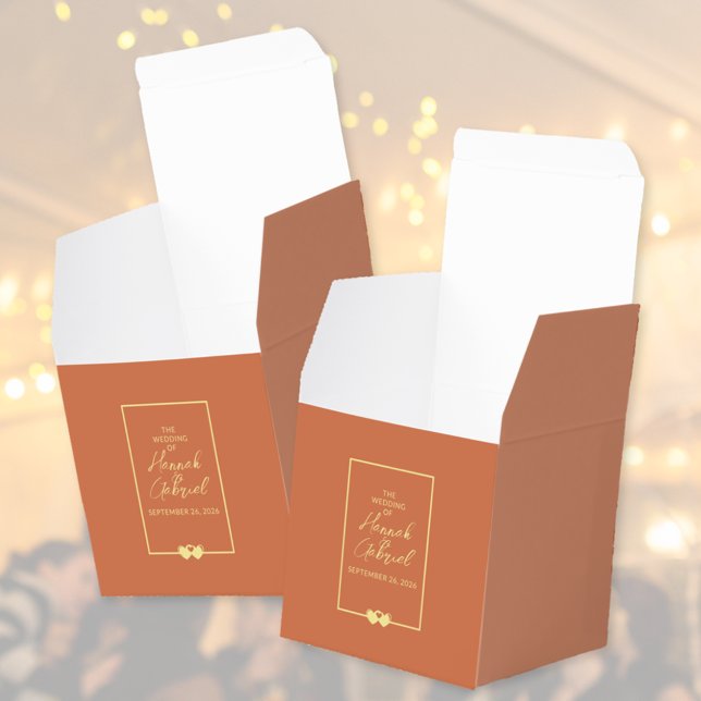 Caja Para Regalos Boda Terracotta Gold (Wedding Terracotta Gold favor boxes (two shown))