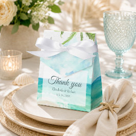 Caja Para Regalos Boda Tropical Acuarela de Playa Agradecimiento