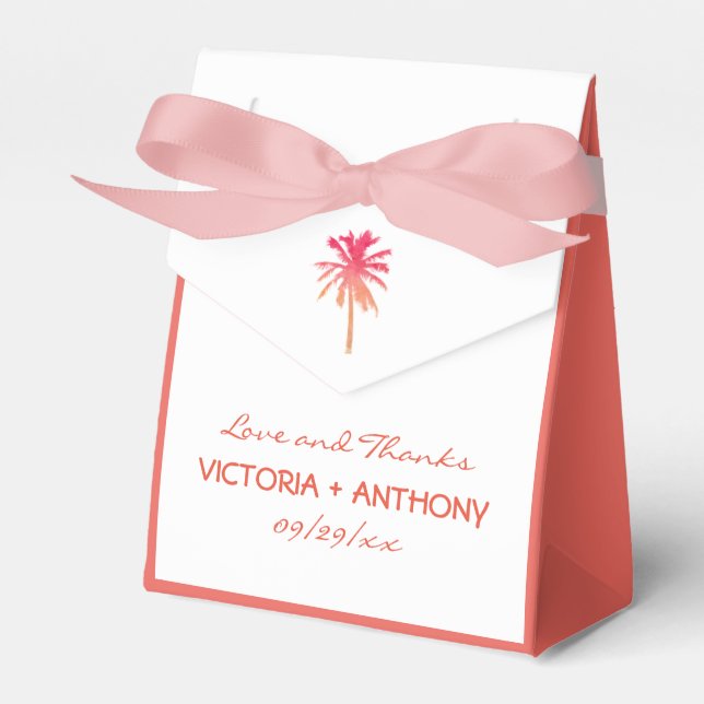 Caja Para Regalos Boda Tropical Sunset Palm Tree Beach (Front Side)