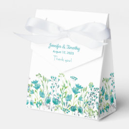 Caja Para Regalos Boda Turquesa Y Floral Blanca Personalizada