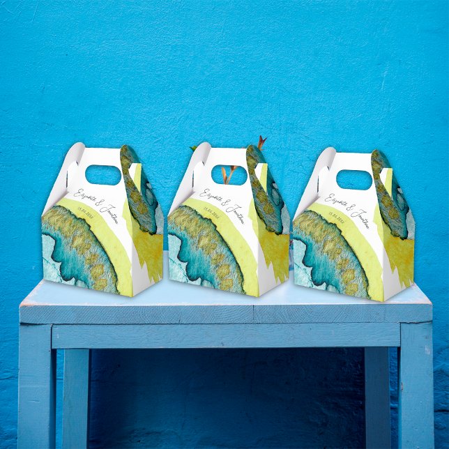 Caja Para Regalos Boda único de arte acuático con abstracto amarillo (Subido por el creador)