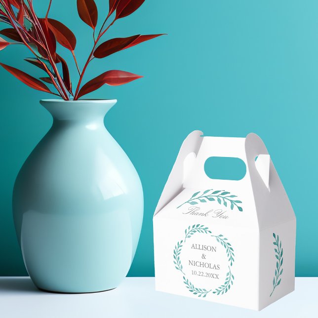 Caja Para Regalos Boda verde azulado Botánico Simple Elegante Modern (Subido por el creador)