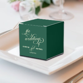 Caja Para Regalos Boda Verde azulado de caligrafía elegante