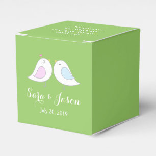 Caja Para Regalos Boda Verde Brillante Personalizado Gracias, Aves
