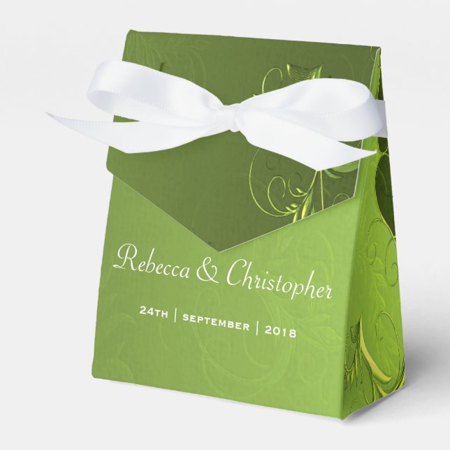 Caja Para Regalos Boda Verde Elegante (Front Side)