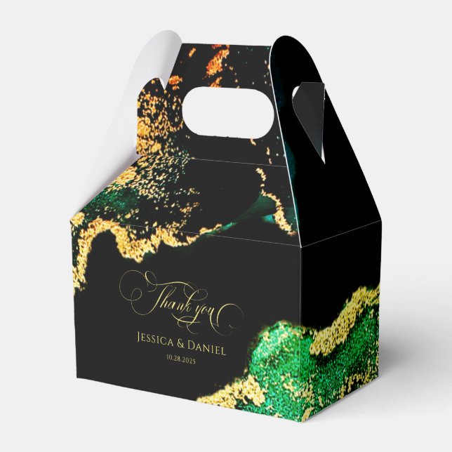 Caja Para Regalos Boda verde negro y esmeralda (Front Side)