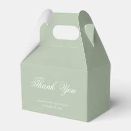 Caja Para Regalos Boda Verde Salvia Simple Caligrafía Gracias 