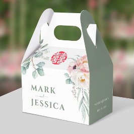 Caja Para Regalos Boda vietnamita de doble happiness Peonies
