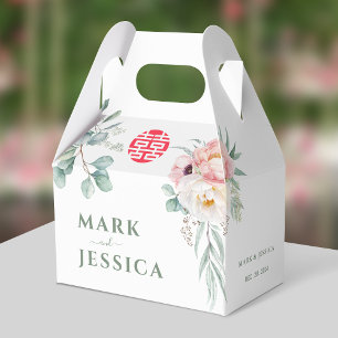 Caja Para Regalos Boda vietnamita de doble happiness Peonies