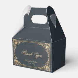 Caja Para Regalos Boda Vintage Blue Gold Elegant Script Gracias