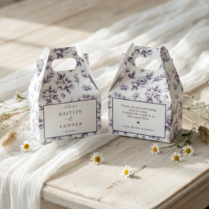 Caja Para Regalos Boda Vintage Floral Berenjena Púrpura Francesa