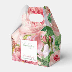 Caja Para Regalos Boda Vintage Floral & Botánico Rosa Rosa Rosada