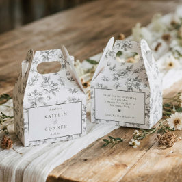 Caja Para Regalos Boda Vintage Floral Gris Plateado Francés