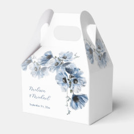 Caja Para Regalos Bodas blancas flores azules artisticas