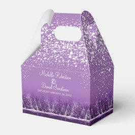 Caja Para Regalos Bodas de invierno pinos lago arte púrpura
