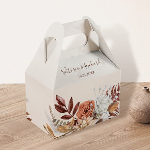 Caja Para Regalos Bodas de otoño con flores de terracota óxido boho