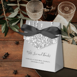 Caja Para Regalos Bodas de purpurina plateada que gotea 