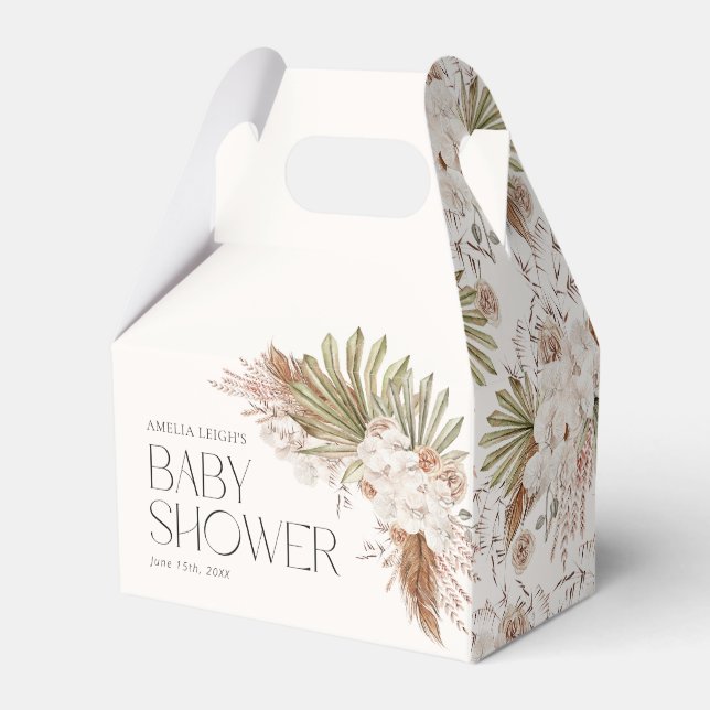 Caja Para Regalos Bohemian Floral & Feather Baby Shower (Front Side)