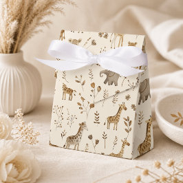 Caja Para Regalos Boho Animales de la jungla beige blanca