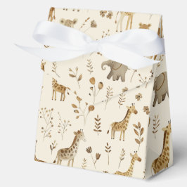 Caja Para Regalos Boho Animales de la jungla beige blanca