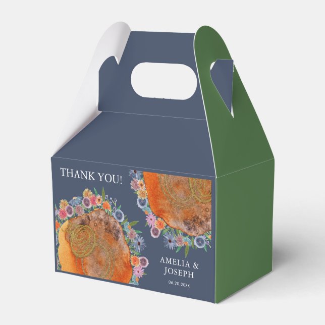 Caja Para Regalos Boho azul bohemio Boda caprichoso (Front Side)